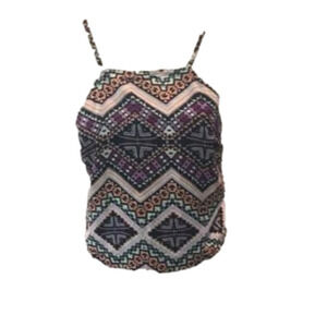 Express Multicolor Geometric Crop Top